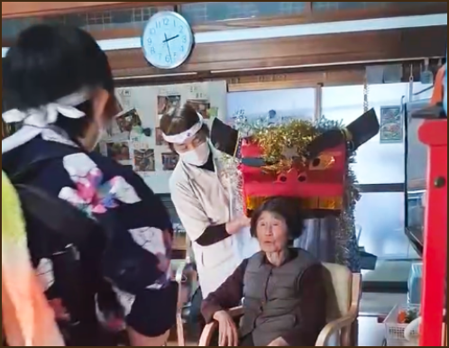 新年会の手作り獅子舞